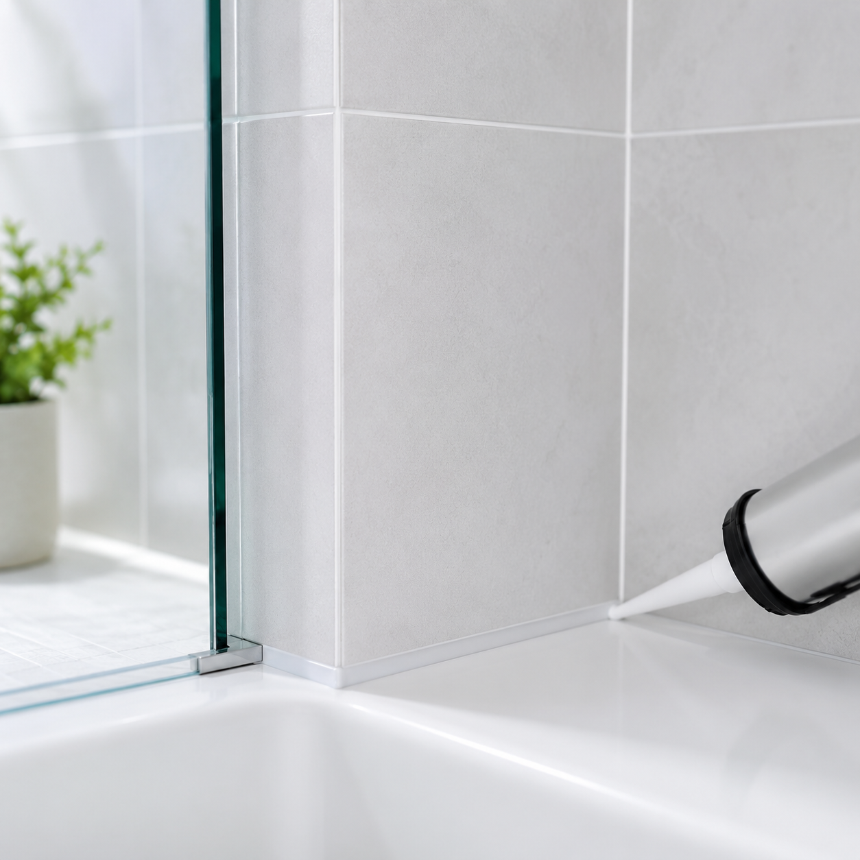 New silicone replacement in shower corner